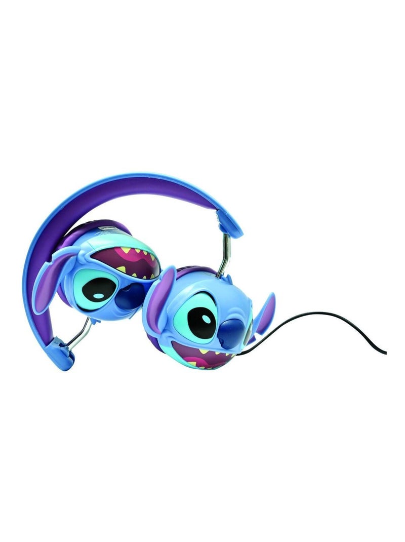 Casque stéréo filaire pliable Stitch avec limitation de volume d'écoute Bleu - Kiabi