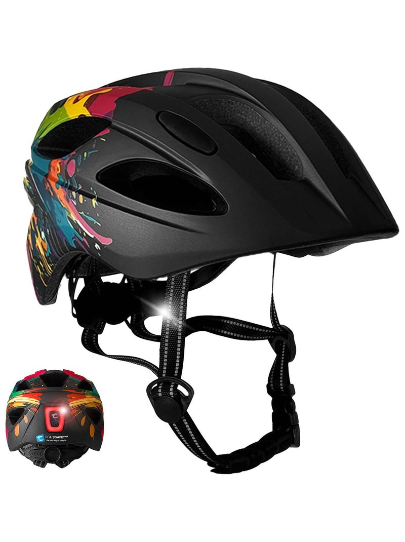 Casque vélo enfant 6-12 ans|Splash Noir|Crazy Safety|Certifié EN1078 Noir Multicolore - Kiabi