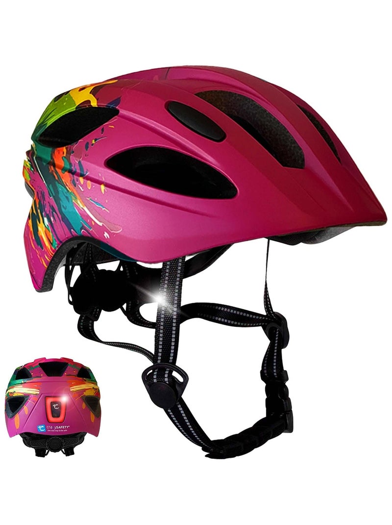 Casque vélo enfant 6-12 ans|Splash Rose|Crazy Safety|Certifié EN1078 Multicolore - Kiabi