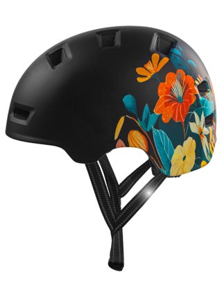 Casque vélo et skate | Fleur Noire L (57-61 cm) | Certifié EN1078