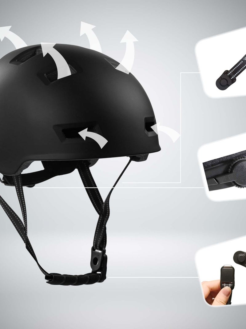 Casque vélo et skate | Fleur Noire L (57-61 cm) | Certifié EN1078 Noir Noir - Kiabi