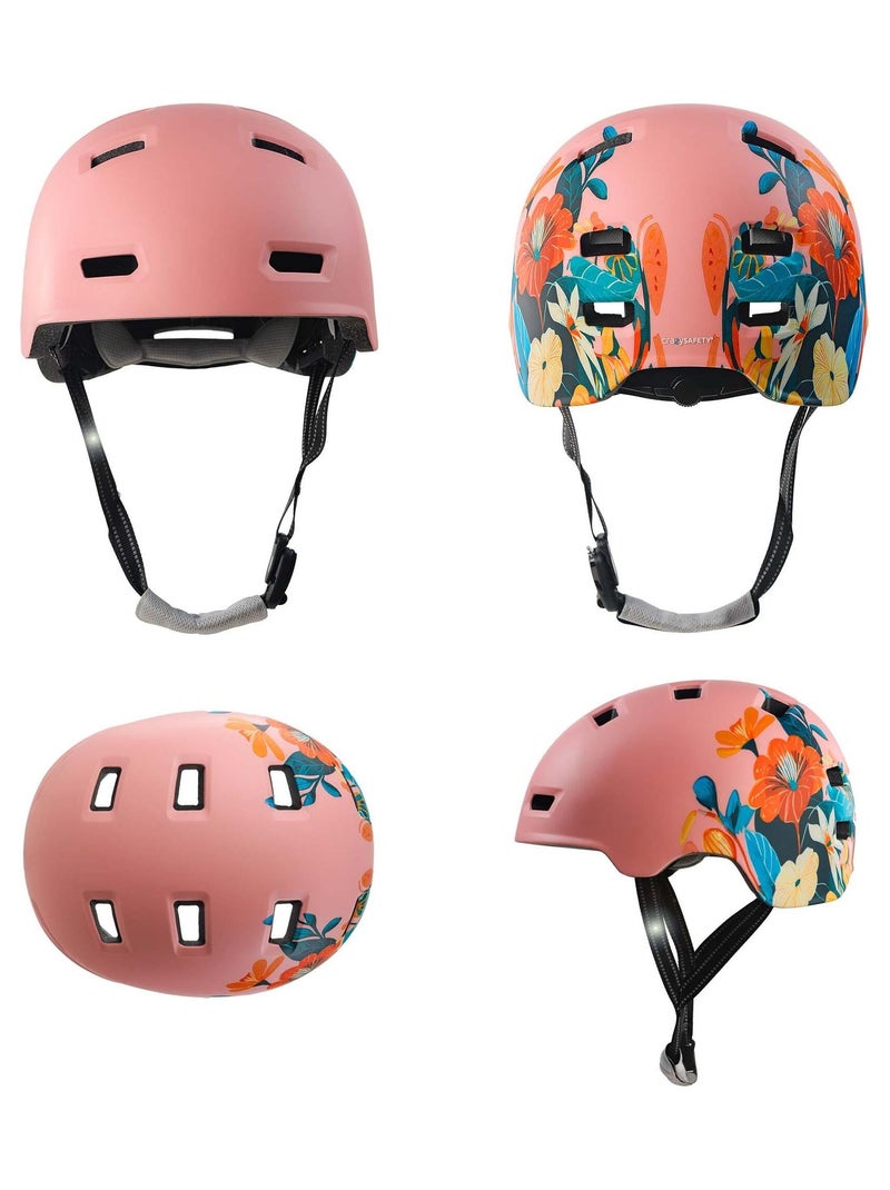 Casque vélo et skate | Fleur Rose M (54-57 cm) | Certifié EN1078 Rose - Kiabi