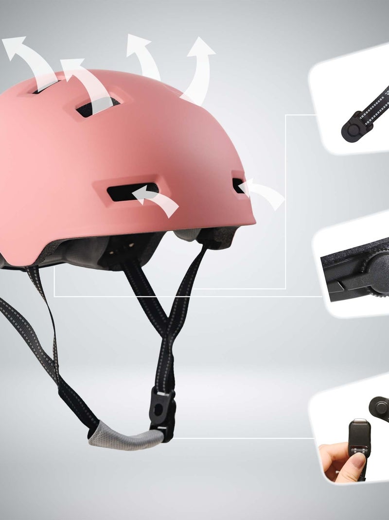 Casque vélo et skate | Fleur Rose M (54-57 cm) | Certifié EN1078 Rose - Kiabi