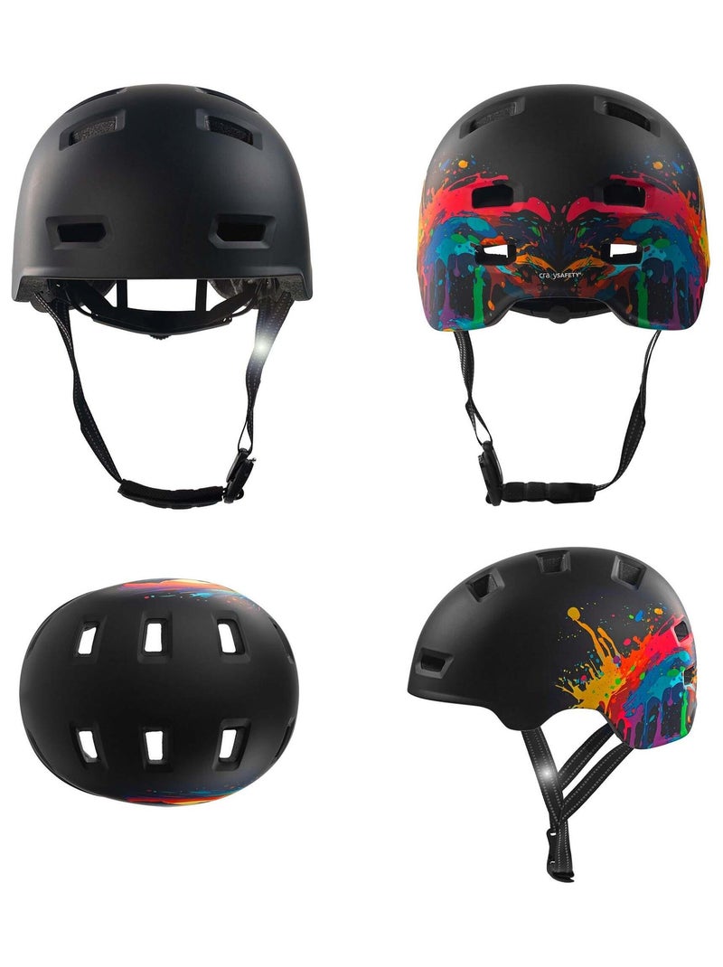 Casque vélo et skate | Splash Noir L (57-61 cm) | Certifié EN1078 Noir Orange - Kiabi