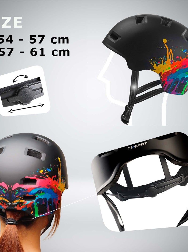 Casque vélo et skate | Splash Noir L (57-61 cm) | Certifié EN1078 Noir Orange - Kiabi