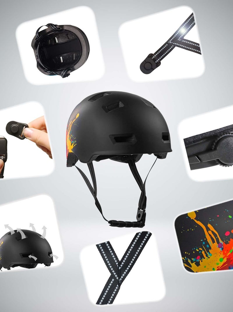 Casque vélo et skate | Splash Noir L (57-61 cm) | Certifié EN1078 Noir Orange - Kiabi