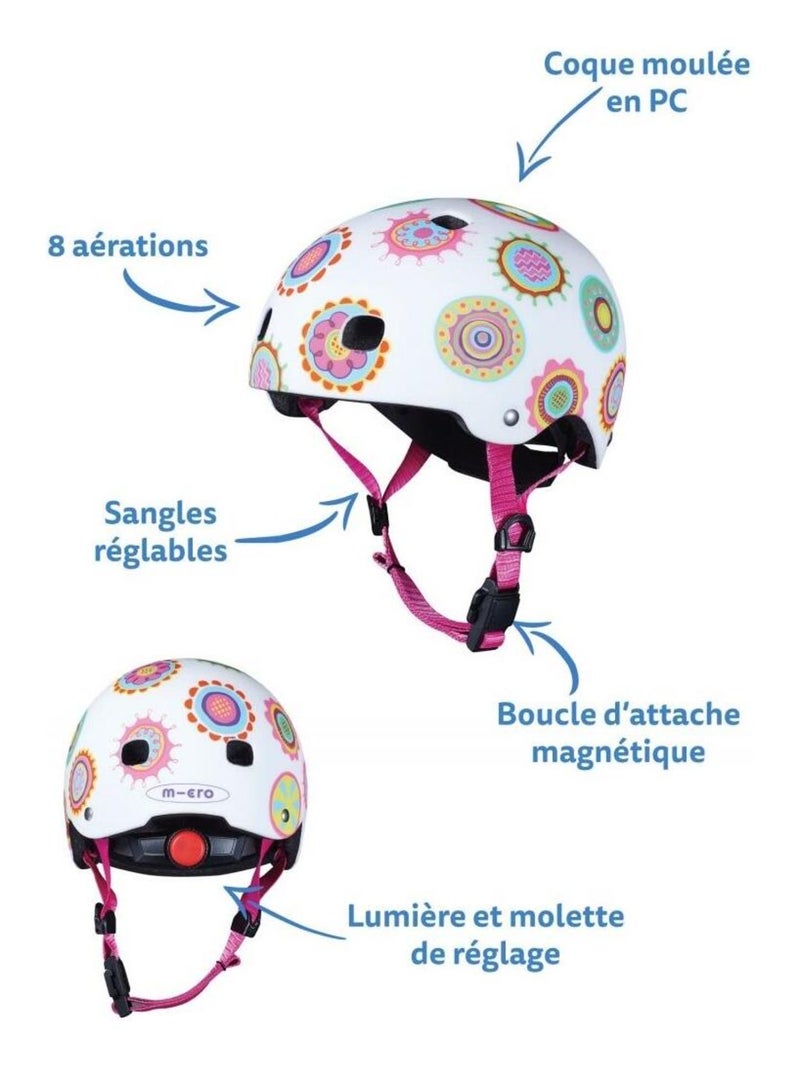 Casque Vélo Et Trottinette Doodle Dots Boucle Magnétique  Lumière Led Intégrée  Taille Xs N/A - Kiabi