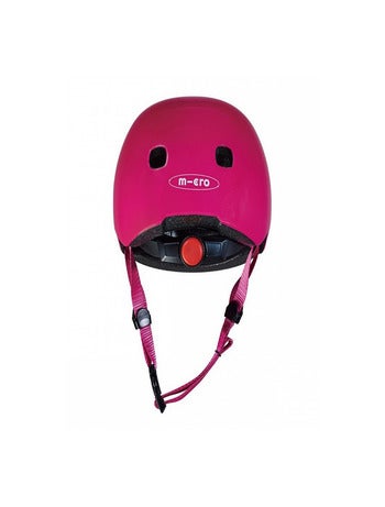 Casque Velo Et Trottinette Framboise Brillant Boucle Magnetique Lumiere Led Taille M