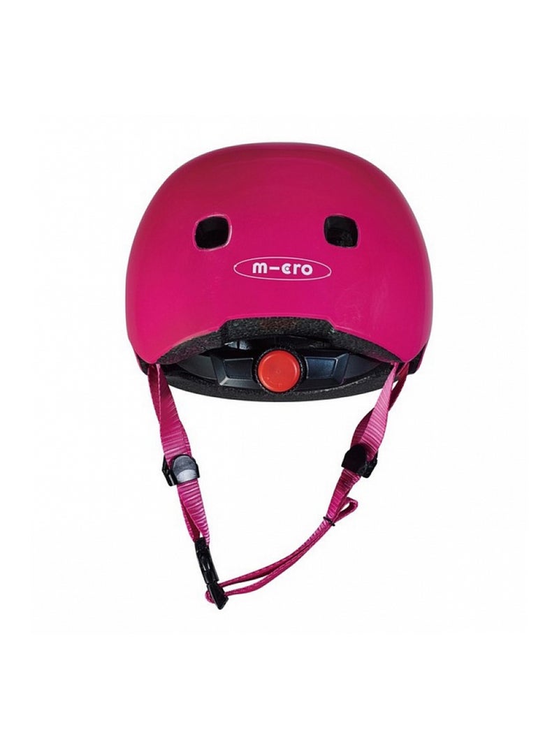 Casque Velo Et Trottinette Framboise Brillant Boucle Magnetique Lumiere Led Taille M N/A - Kiabi