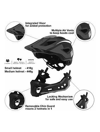 Casque vélo intégral noir rouge bleu S