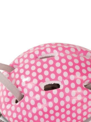 Casque vélo points blancs poupée bébé