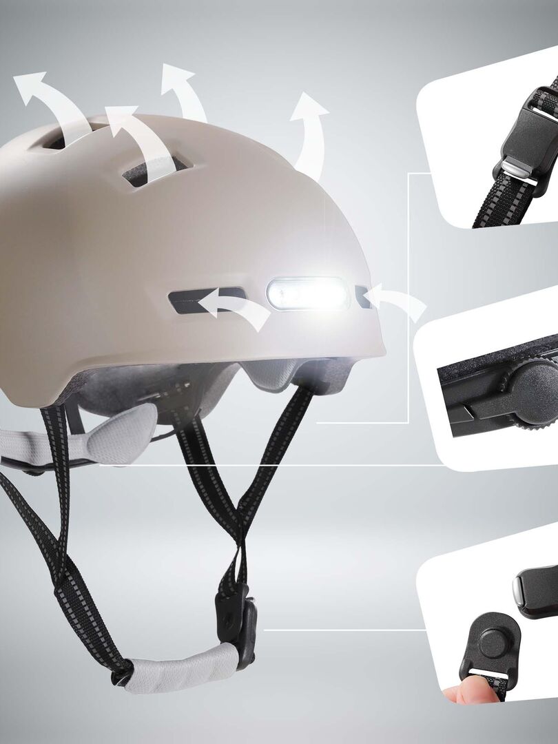 Casque De Vélo VTT Avec Lumière – Taille 57-62 Cm – Marque Eastinear, Neuf