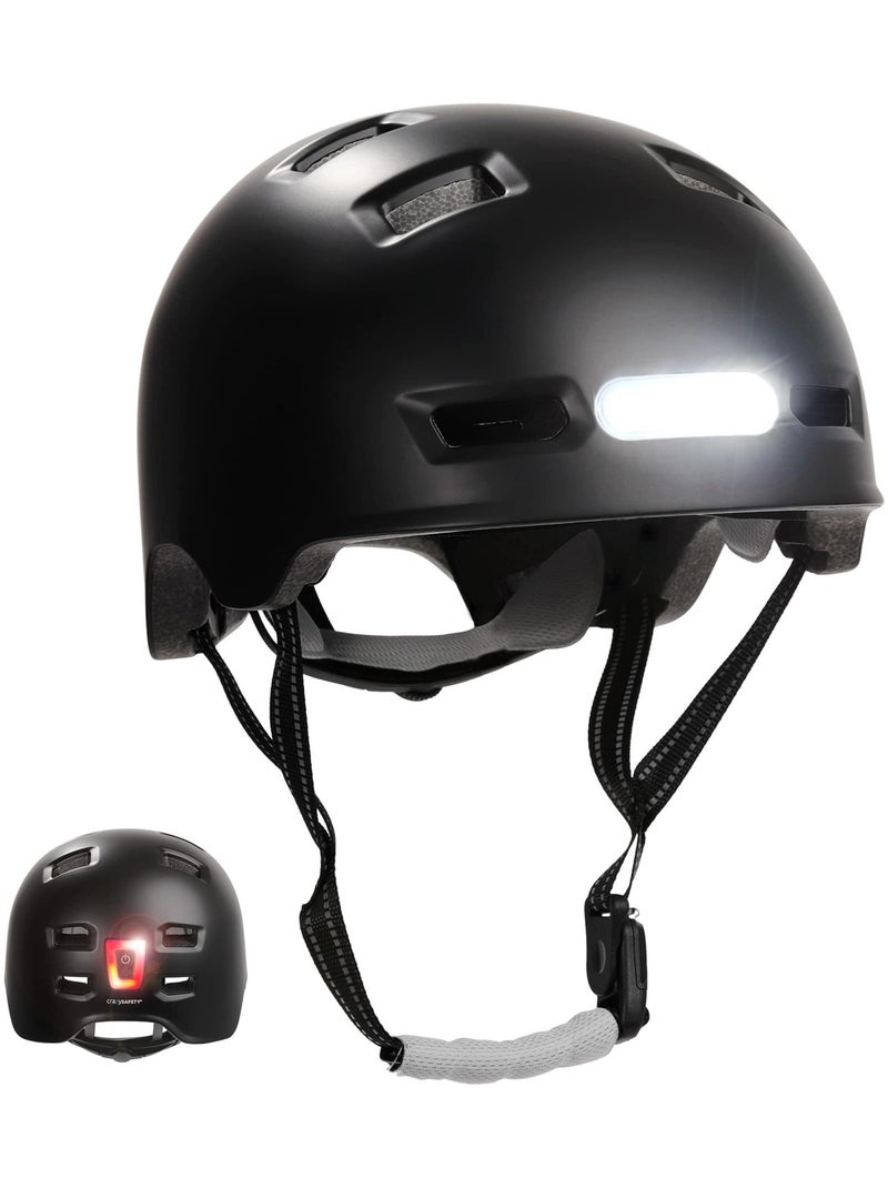 Casque Vélo Skater avec éclairage avant et arrière | Noire L(57-61cm) | EN1078 Noir Noir - Kiabi
