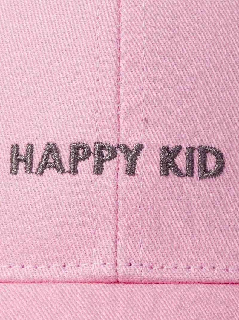 Casquette 100% coton, ajustable, message brodé Happy Kid mixte enfant Isotoner Rose pâle - Kiabi