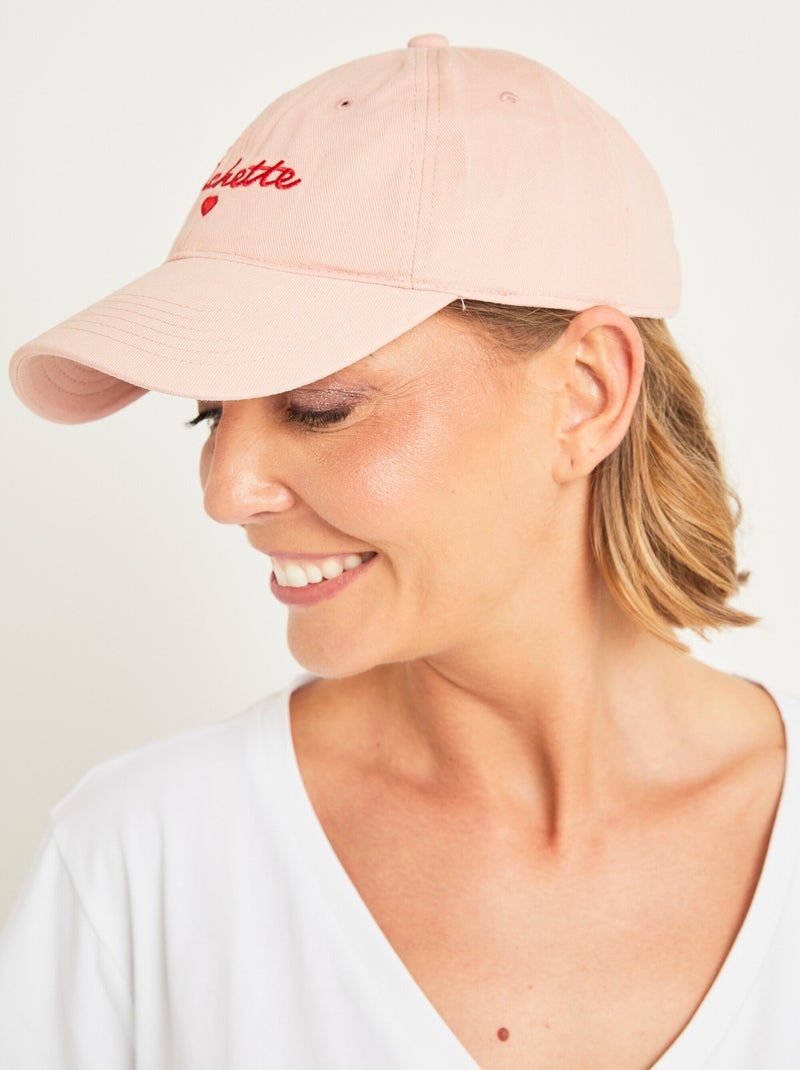 Casquette avec broderie message Rose - Kiabi