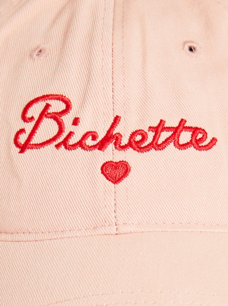 Casquette avec broderie message Rose - Kiabi