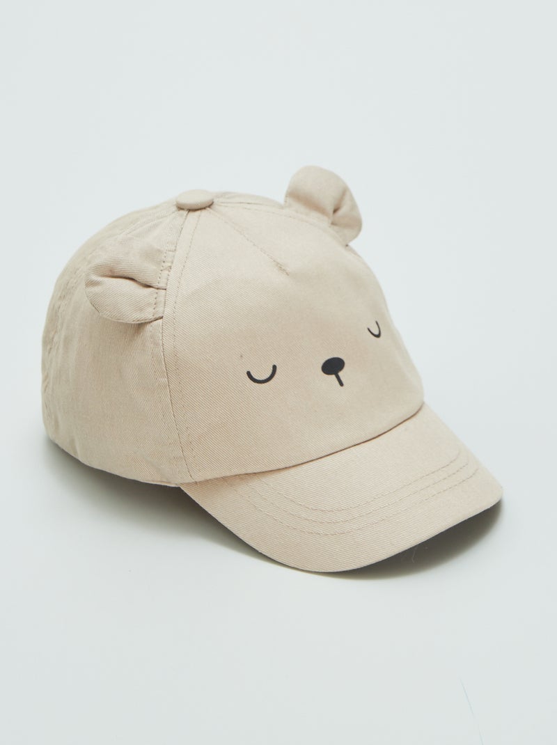 Casquette avec oreilles en twill Beige - Kiabi