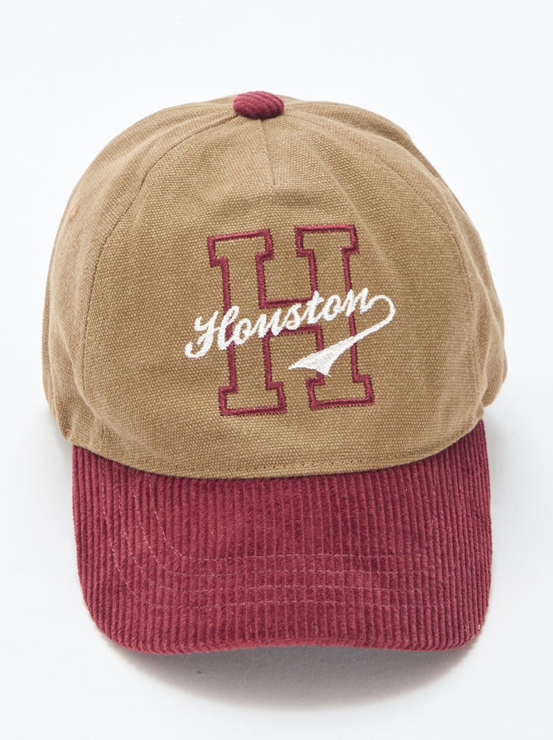 Casquette avec visière en matière côtelée Marron - Kiabi