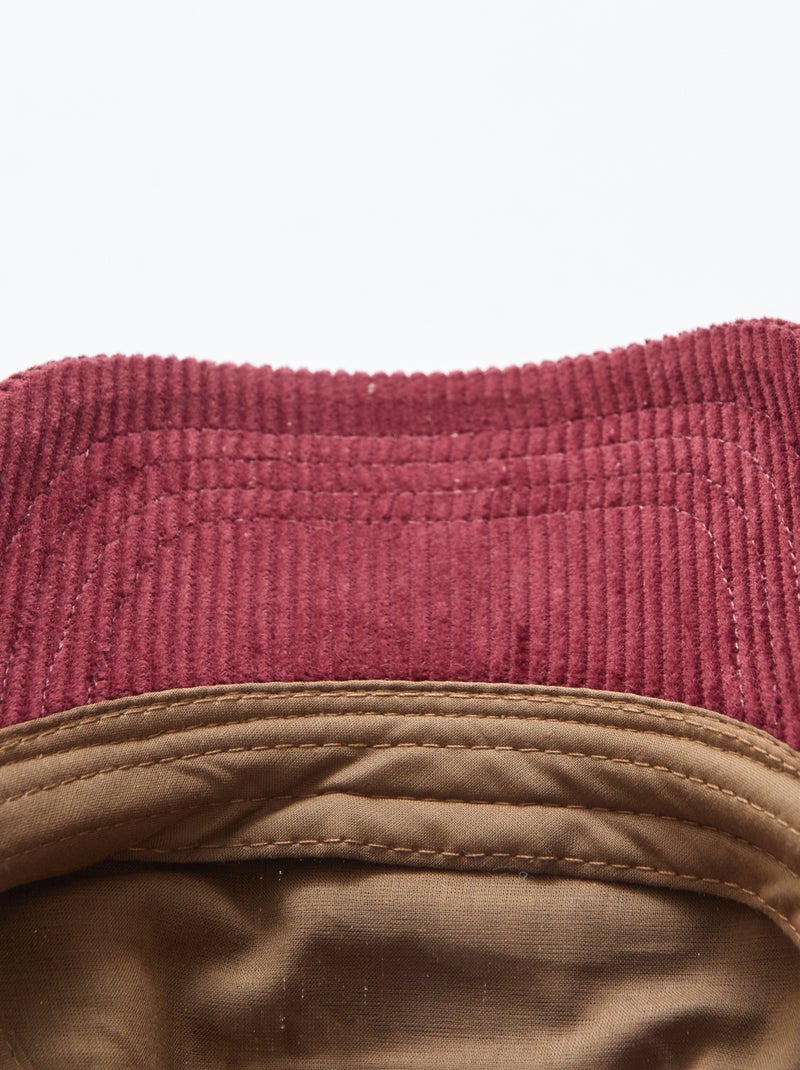 Casquette avec visière en matière côtelée Marron - Kiabi