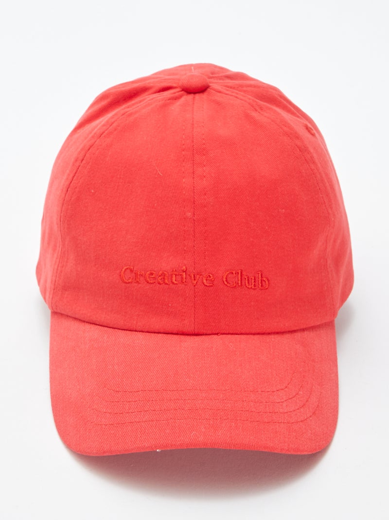 Casquette baseball en coton ROUGE - Kiabi
