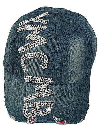 Casquette blue jean's strassée