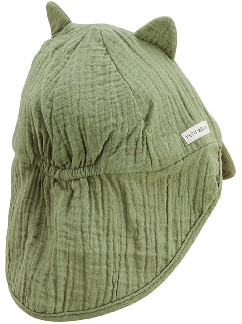 Casquette cache cou bébé en gaze de coton Gabin Vert - Kiabi