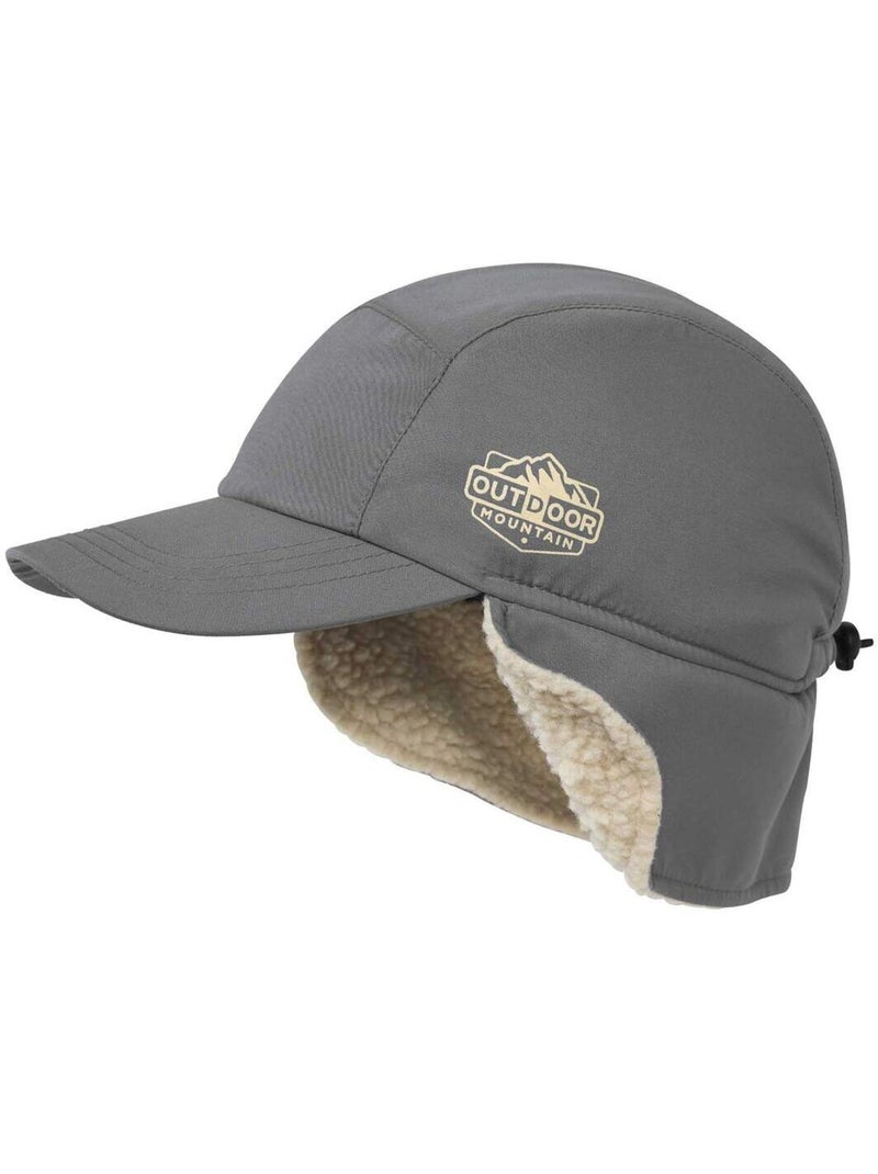 Casquette Cache-Oreilles Doublée Sherpa  - ATLAS FOR MEN Gris - Kiabi