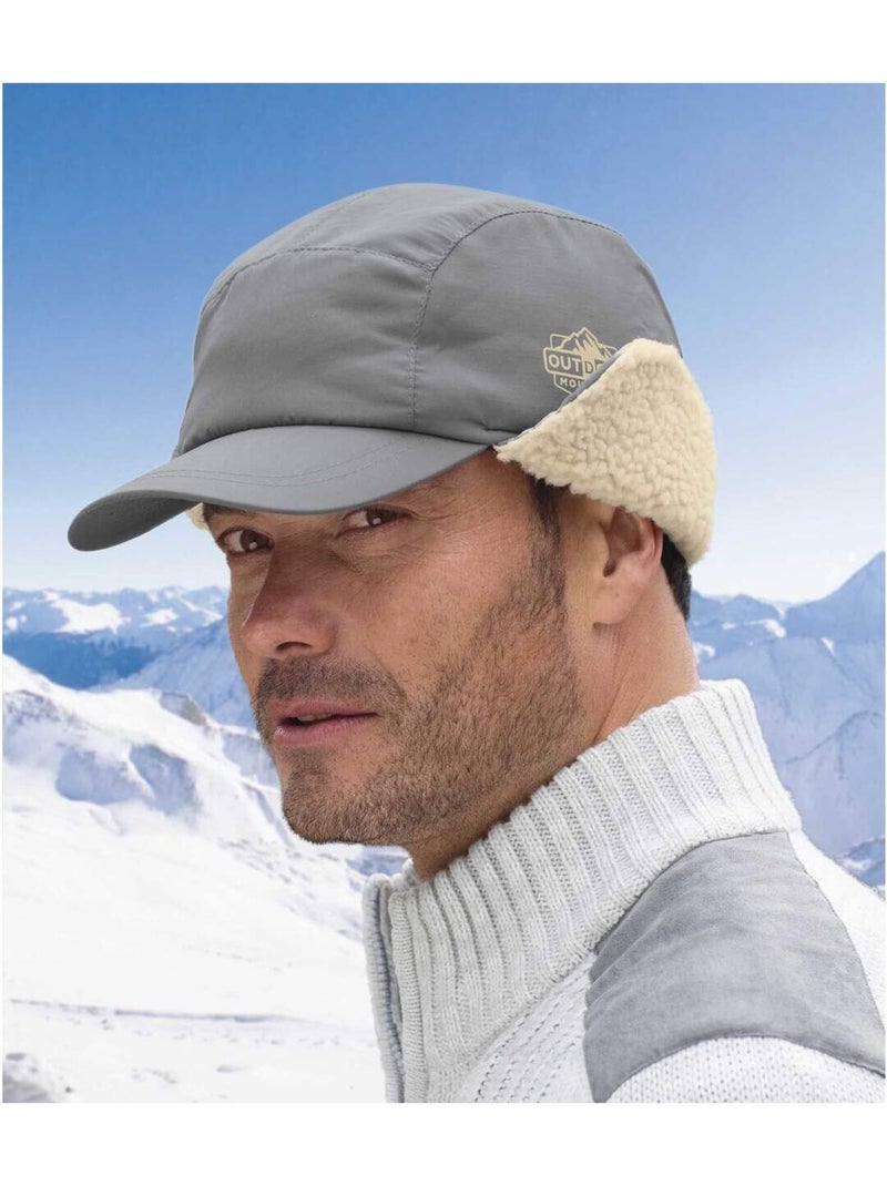 Casquette Cache-Oreilles Doublée Sherpa  - ATLAS FOR MEN Gris - Kiabi