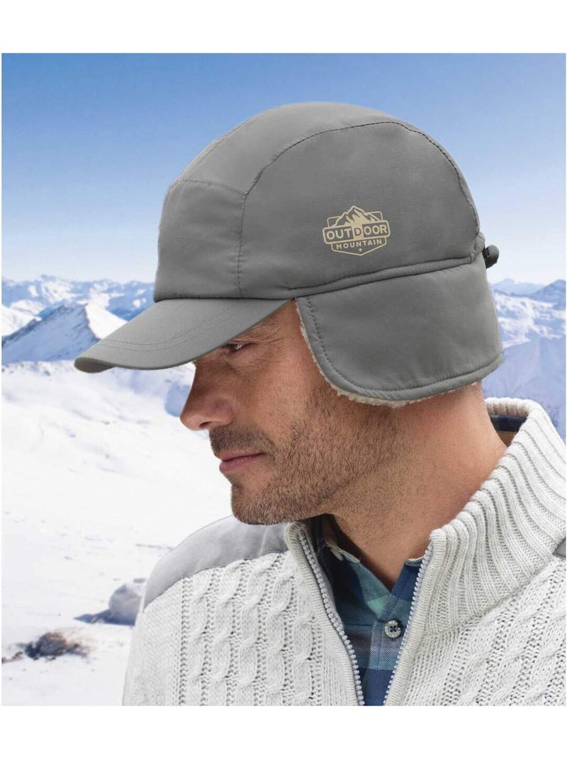 Casquette Cache-Oreilles Doublée Sherpa  - ATLAS FOR MEN Gris - Kiabi