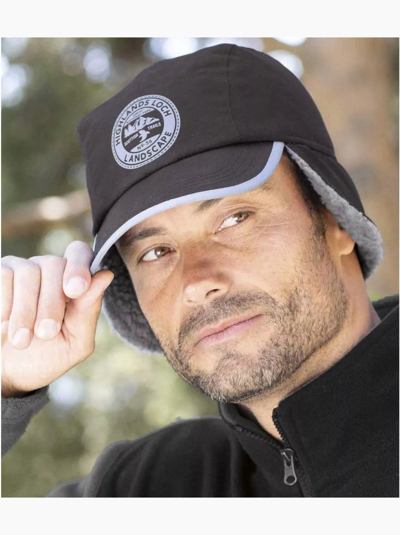 Casquette Cache-oreilles Doublée Sherpa  - ATLAS FOR MEN Noir - Kiabi