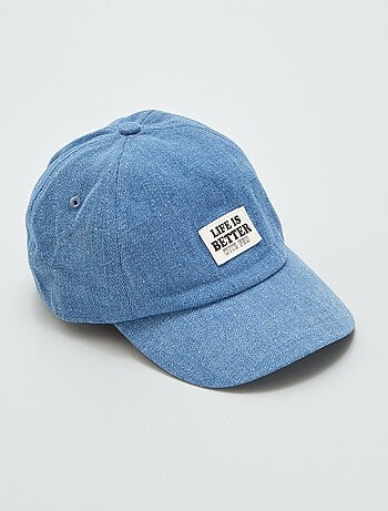 Casquette en denim avec message