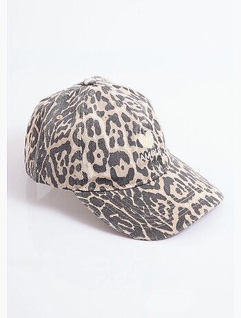 Casquette en denim léopard + coeur brodé - AFIBEL