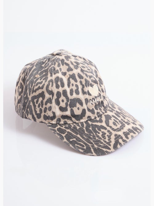 Casquette en denim léopard + coeur brodé - AFIBEL - Kiabi