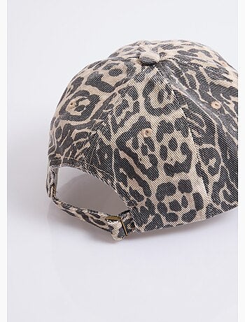 Casquette en denim léopard + coeur brodé - AFIBEL