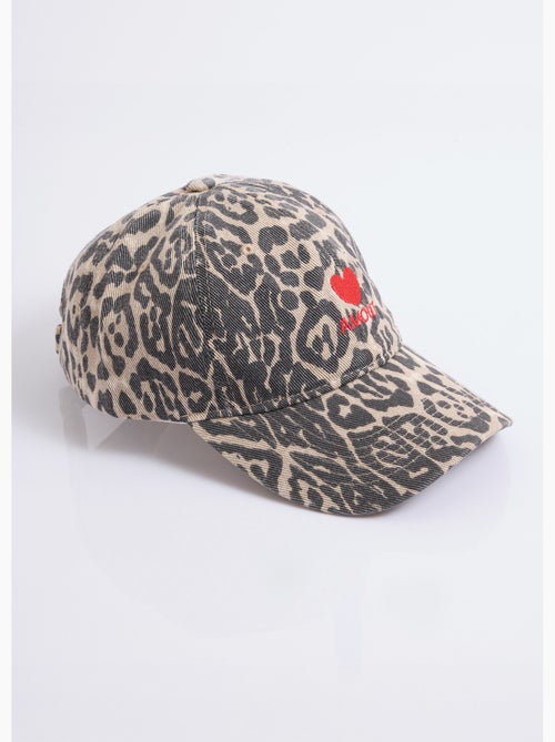 Casquette en denim léopard + coeur brodé - AFIBEL - Kiabi