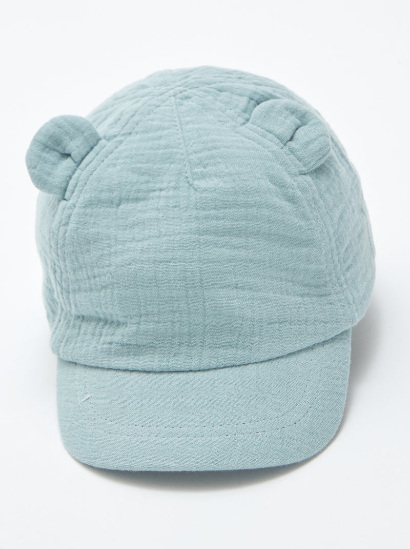 Casquette en gaze de coton avec oreilles fantaisies Bleu - Kiabi
