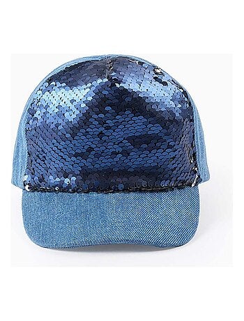 Casquette en Jean à Sequins Réversible