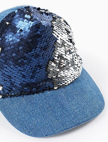 Casquette en Jean à Sequins Réversible