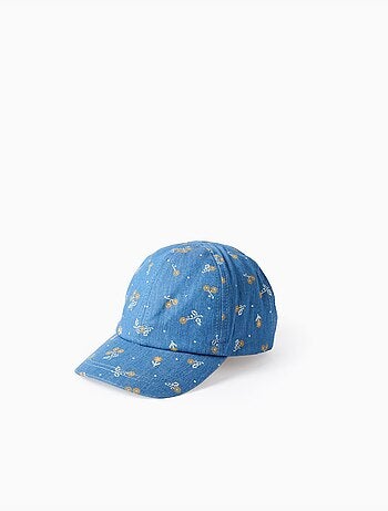 Casquette en jean avec motif floral