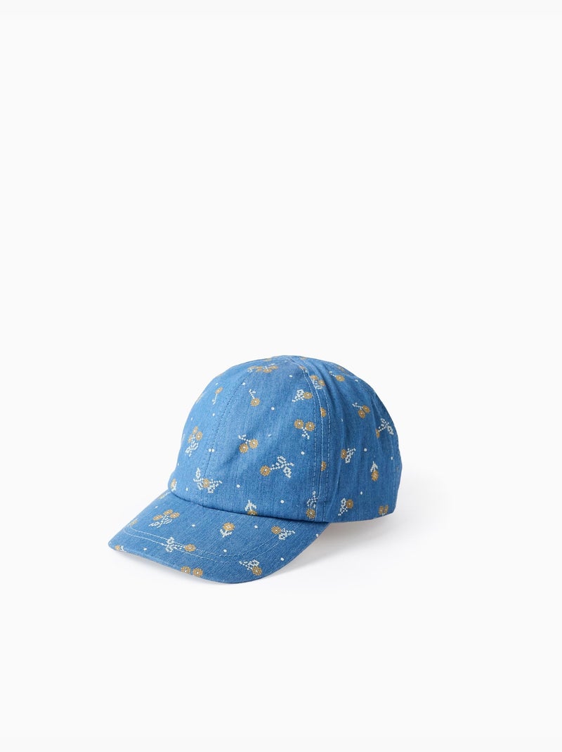 Casquette en jean avec motif floral Bleu Bleu - Kiabi