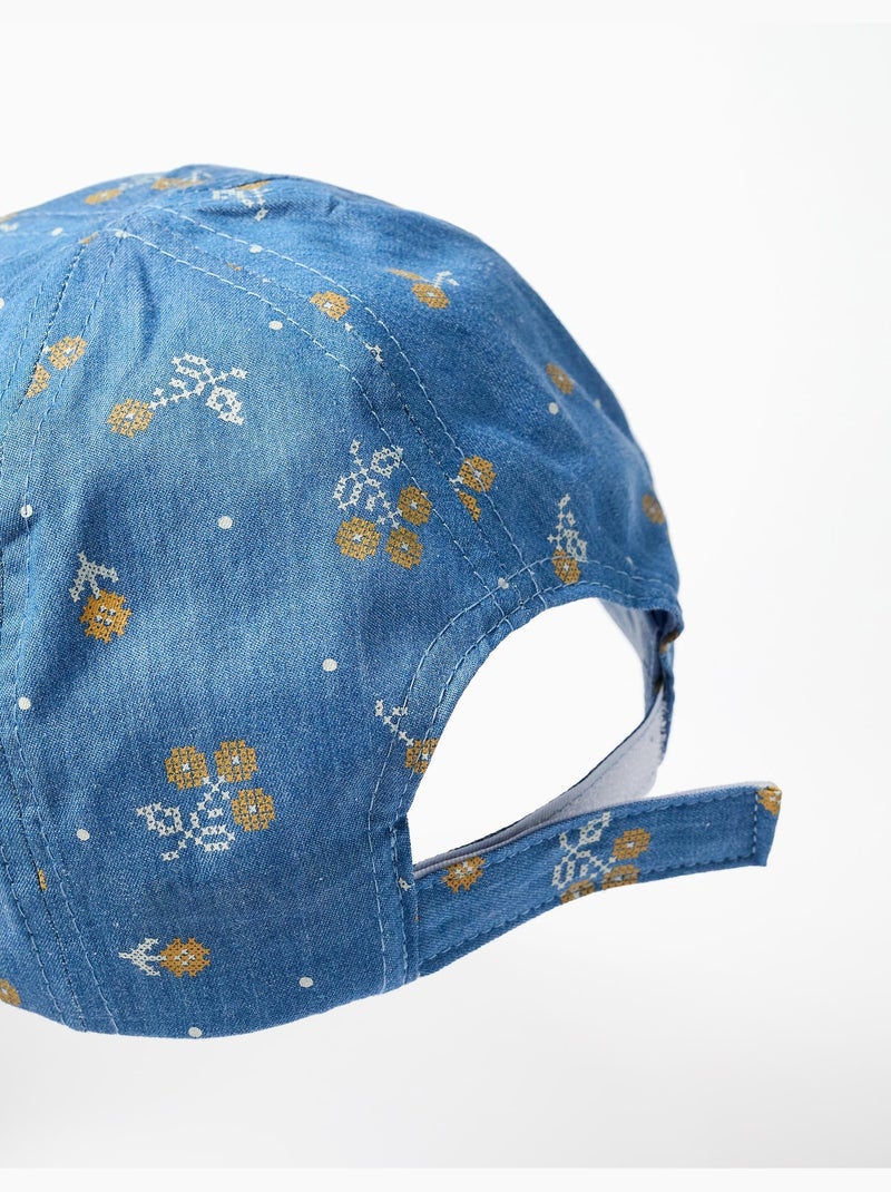 Casquette en jean avec motif floral Bleu Bleu - Kiabi