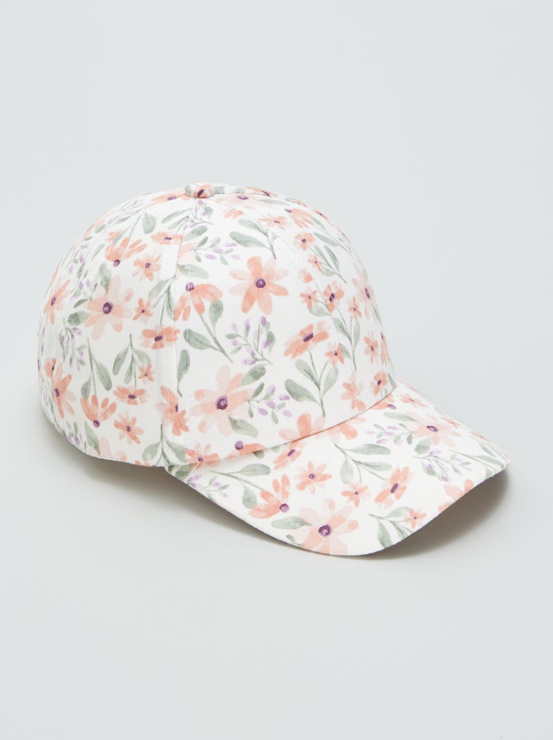 Casquette en toile fleurie Beige - Kiabi