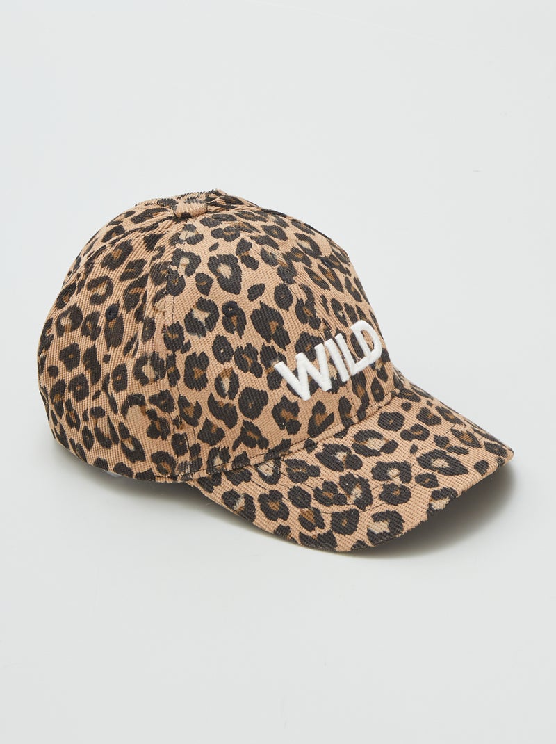 Casquette en velours côtelé à motif léopard Marron - Kiabi