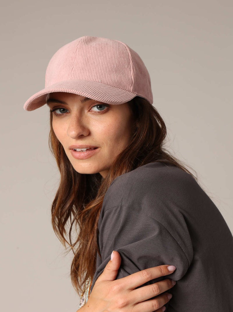 Casquette en velours côtelé avec visière incurvée et bride ajustable à l’arrière 'Deeluxe' Rose clair - Kiabi
