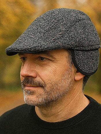 Casquette homme à carreaux avec cache-oreilles rabattables