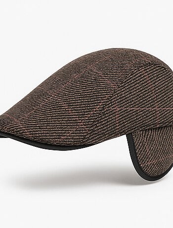 Casquette homme à carreaux avec cache-oreilles rabattables