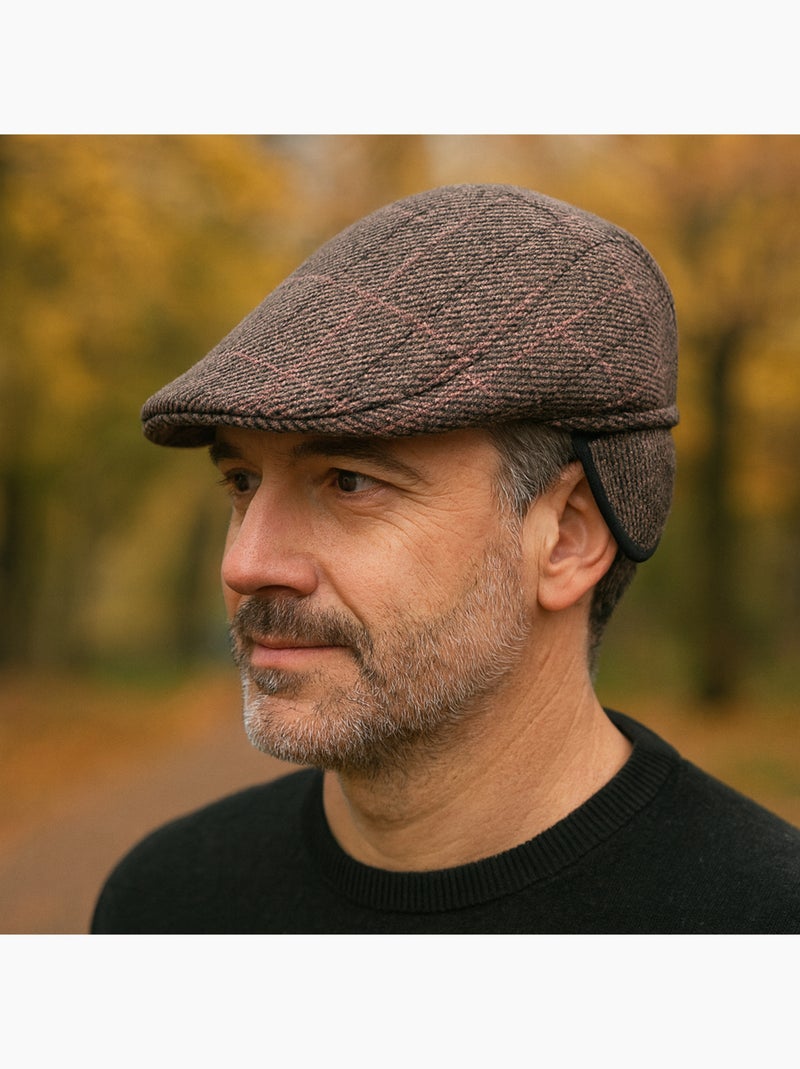 Casquette homme à carreaux avec cache-oreilles rabattables Marron - Kiabi