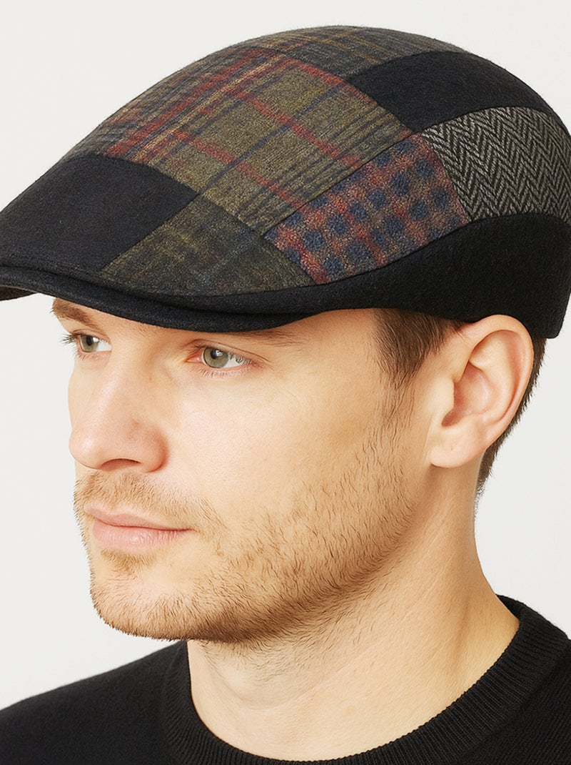 Casquette Irlandaise Patchwork en tweed Noir - Kiabi