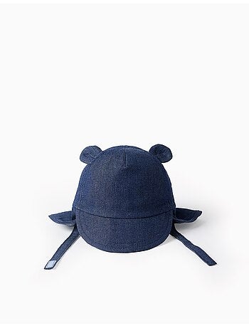 Casquette légionnaire en denim de coton avec oreilles 3D