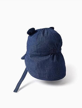 Casquette légionnaire en denim de coton avec oreilles 3D